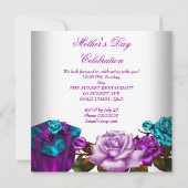 Moederdag Paarse Blauwgroen roze rozen bloemen blo Kaart (Achterkant)
