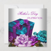 Moederdag Paarse Blauwgroen roze rozen bloemen blo Kaart (Voorkant)
