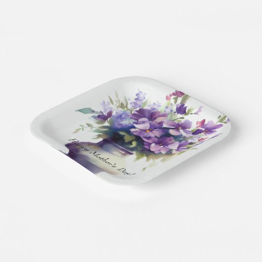 Moederdag Paarse bloemen Bord (Gebogen)