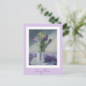 Moederdag paarse bloemen schilderkunst briefkaart (Staand voorkant)