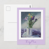 Moederdag paarse bloemen schilderkunst briefkaart (Voorkant / Achterkant)