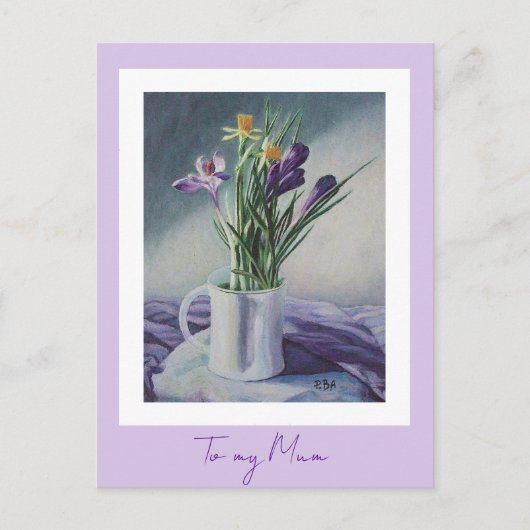 Moederdag paarse bloemen schilderkunst briefkaart (Voorkant)