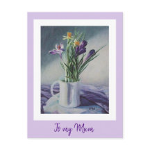 Moederdag paarse  bloemen schilderkunst