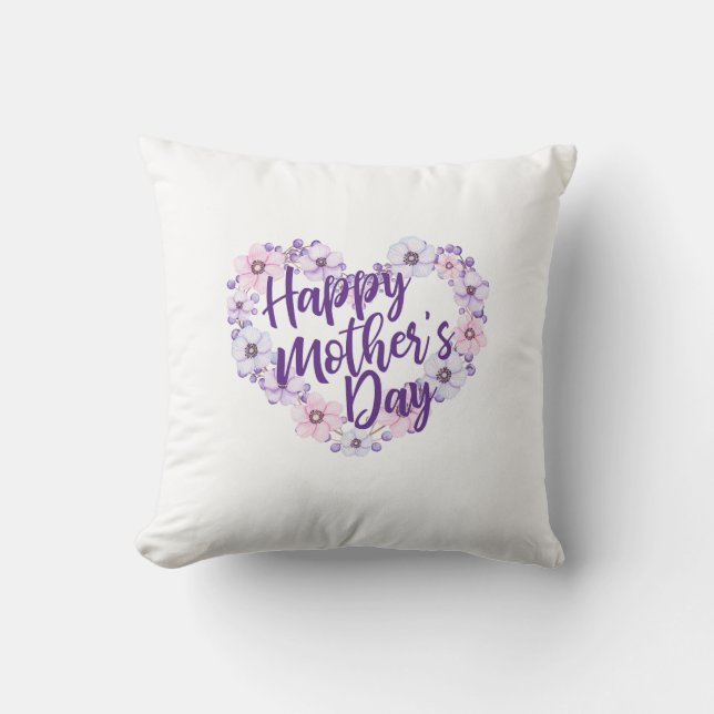 Moederdag Paarse Floral Heart | SIERKUSSEN (Voorkant)
