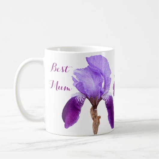 Moederdag  paarse iris floral stijlvol plezier koffiemok (Links)