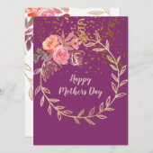 Moederdag Paarse Roze Bourgogne Bloemen & Glitter Feestdagenkaart (Voorkant / Achterkant)