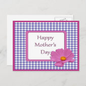 Moederdag Paarse ventilator en gingham-ontwerp Briefkaart (Voorkant / Achterkant)