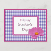 Moederdag Paarse ventilator en gingham-ontwerp Briefkaart (Voorkant)