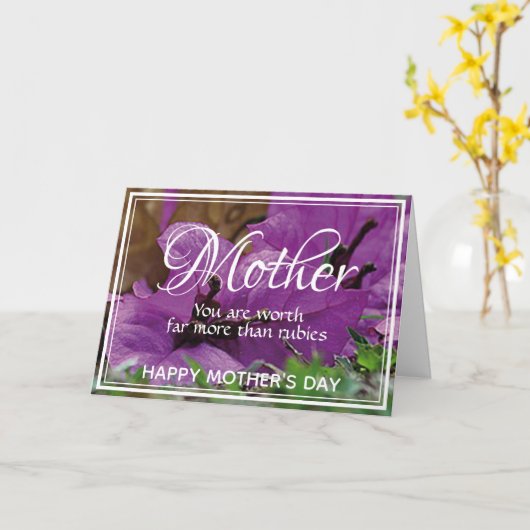MOEDERDAG Paarse WAARDE MEER DAN RUBIEN Kaart (Gele Bloem)