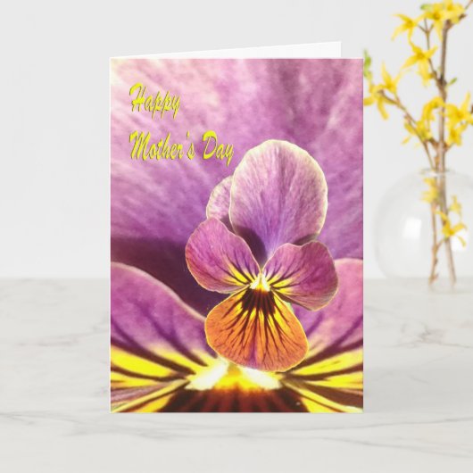 Moederdag Pansy Flower Kaart (Gele Bloem)