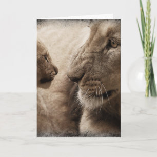 MOEDERDAG PAPA LEEUW EN WELP KAT KAART