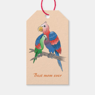 Moederdag Papegaaien Cadeaulabel