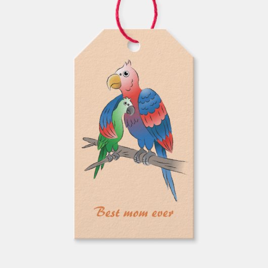 Moederdag Papegaaien Cadeaulabel (Voorkant)