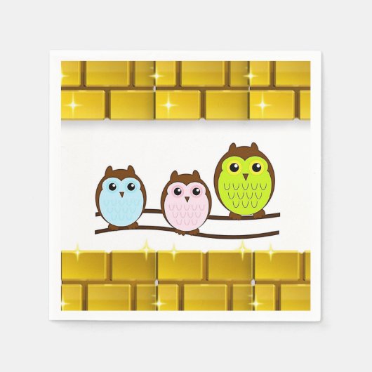 Moederdag Papier Napkins Owl Servet (Voorkant)