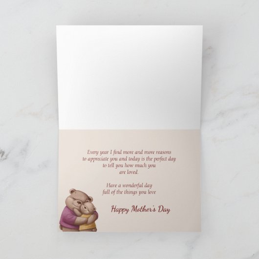 Moederdag Partner Cute Beer Hugs Kaart (Binnen)