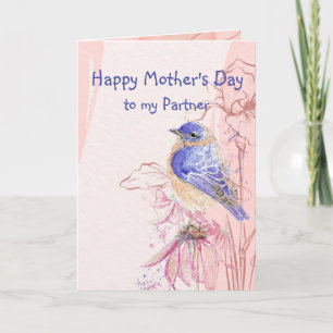 Moederdag Partner love Bluebird Garden Bird Kaart