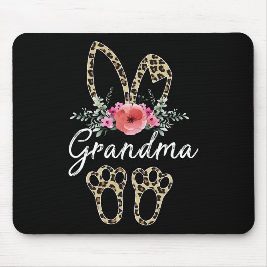 Moederdag Pasen voor oma Leopard Bunny Flor Muismat (Voorkant)