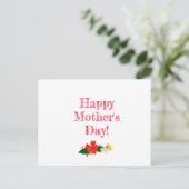 Moederdag patroon rode bloemen waterverf briefkaart (Staand voorkant)