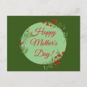 Moederdag patroon rode bloemen waterverf briefkaart (Voorkant)