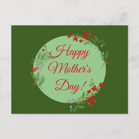 Moederdag patroon rode bloemen waterverf briefkaart (Voorkant)