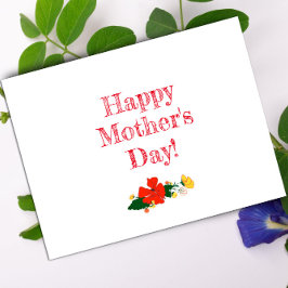 Moederdag patroon rode bloemen waterverf briefkaart