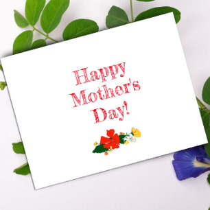 Moederdag patroon rode bloemen waterverf briefkaart