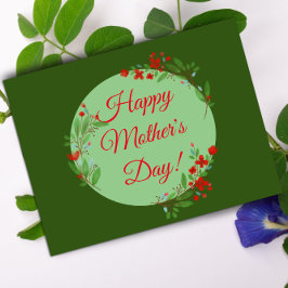 Moederdag patroon rode bloemen waterverf briefkaart