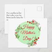 Moederdag Patroon Rode bloemen waterverf groen Briefkaart (Voorkant / Achterkant)