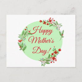 Moederdag Patroon Rode bloemen waterverf groen Briefkaart