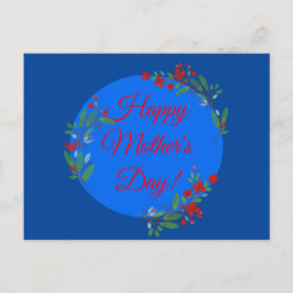 Moederdag Patroon Rode waterverf Blauw Briefkaart