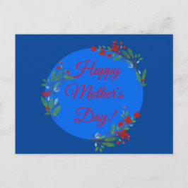 Moederdag Patroon Rode waterverf Blauw Briefkaart