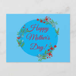 Moederdag Patroon Rode waterverf Blauw Briefkaart
