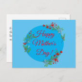 Moederdag Patroon Rode waterverf Blauw Briefkaart (Voorkant / Achterkant)