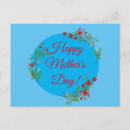 Moederdag Patroon Rode waterverf Blauw Briefkaart