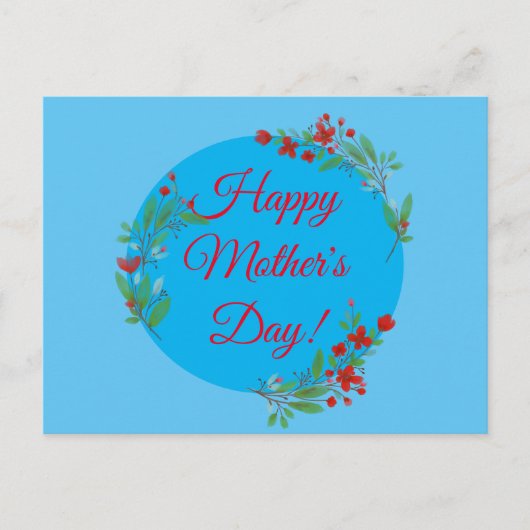 Moederdag Patroon Rode waterverf Blauw Briefkaart (Voorkant)
