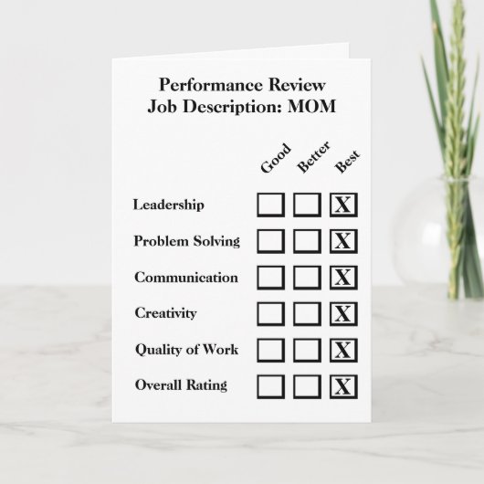 Moederdag Performance Review Kaart (Voorkant)