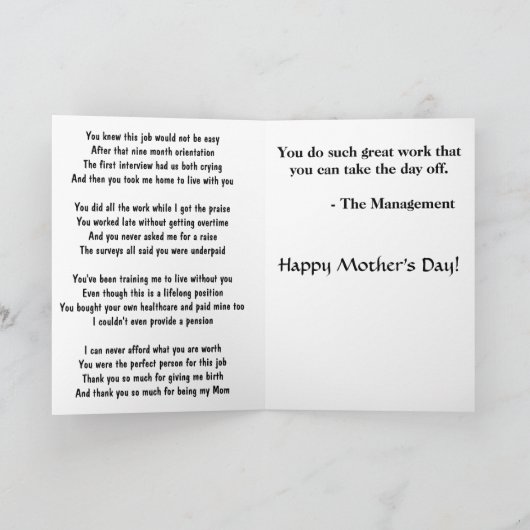 Moederdag Performance Review Kaart (Binnen)