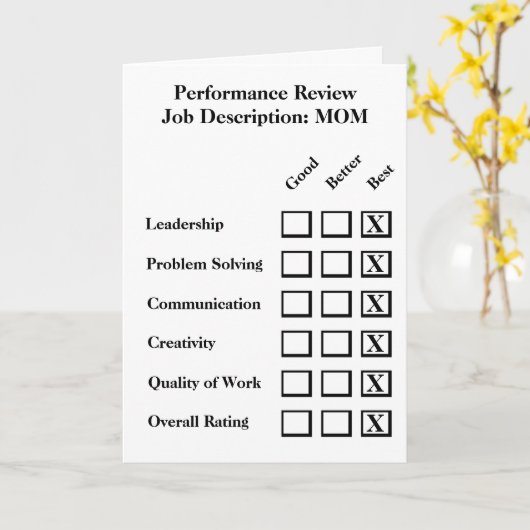Moederdag Performance Review Kaart (Gele Bloem)