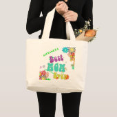 Moederdag Personal Floral Retro Beste mama ooit Grote Tote Bag (Voorkant (product))