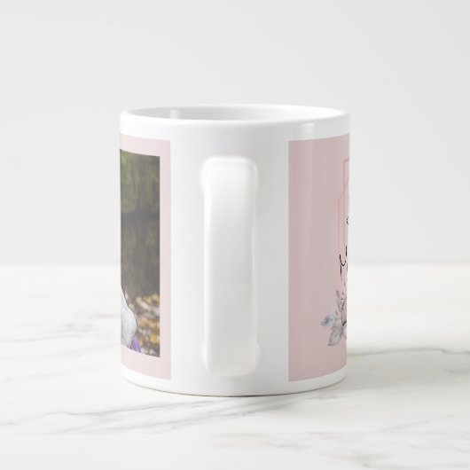 Moederdag personaliseer Afbeelding Roze Floral Grote Koffiekop (Achterkant)