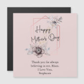 Moederdag personaliseer roze gray Floral Magnet (Voorkant / Achterkant)