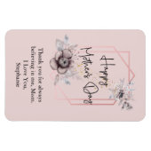 Moederdag personaliseer roze grijze Floral Magneet (Horizontaal)