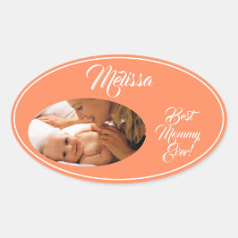 Moederdag Personaliseerde uw foto. Ovale Sticker