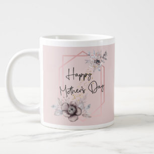 Moederdag Persoonlijke afbeelding Roze bloemen  Grote Koffiekop
