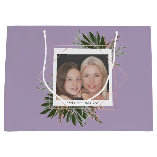 Moederdag Pink Floral Aangepaste gepersonaliseerde Groot Cadeauzakje (Voorkant)