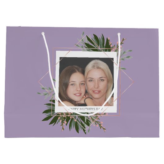 Moederdag Pink Floral Aangepaste gepersonaliseerde Groot Cadeauzakje (Achterkant)