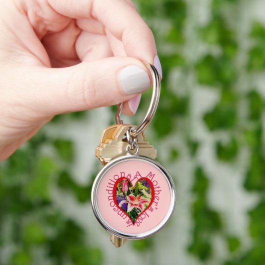 Moederdag Pink Floral Love onvoorwaardelijk Sleutelhanger (Hand)
