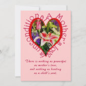 Moederdag Pink Floral Love Unconditional Poem Feestdagenkaart (Voorkant)