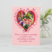 Moederdag Pink Floral Love Unconditional Poem Feestdagenkaart (Staand voorkant)