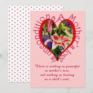 Moederdag Pink Floral Love Unconditional Poem Feestdagenkaart